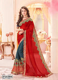 Red Grey Georgette Sarees