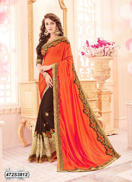 Orange Brown Georgette Sarees