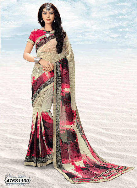 Peach Multi Georgette Sarees