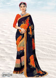 Navy Blue,Orange Georgette Sarees