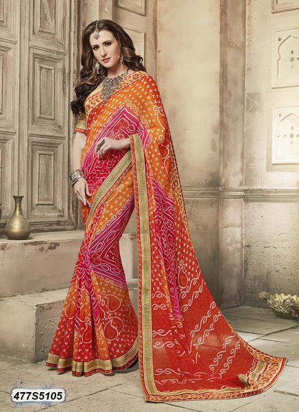 Orange,Pink Georgette Sarees