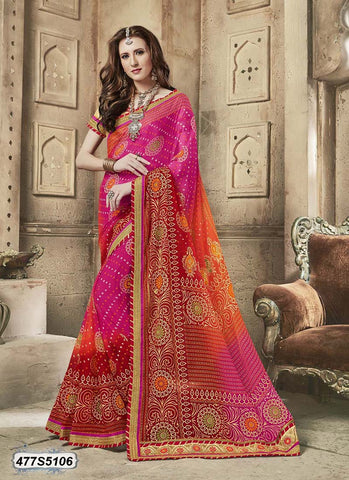 Orange,Pink Georgette Sarees