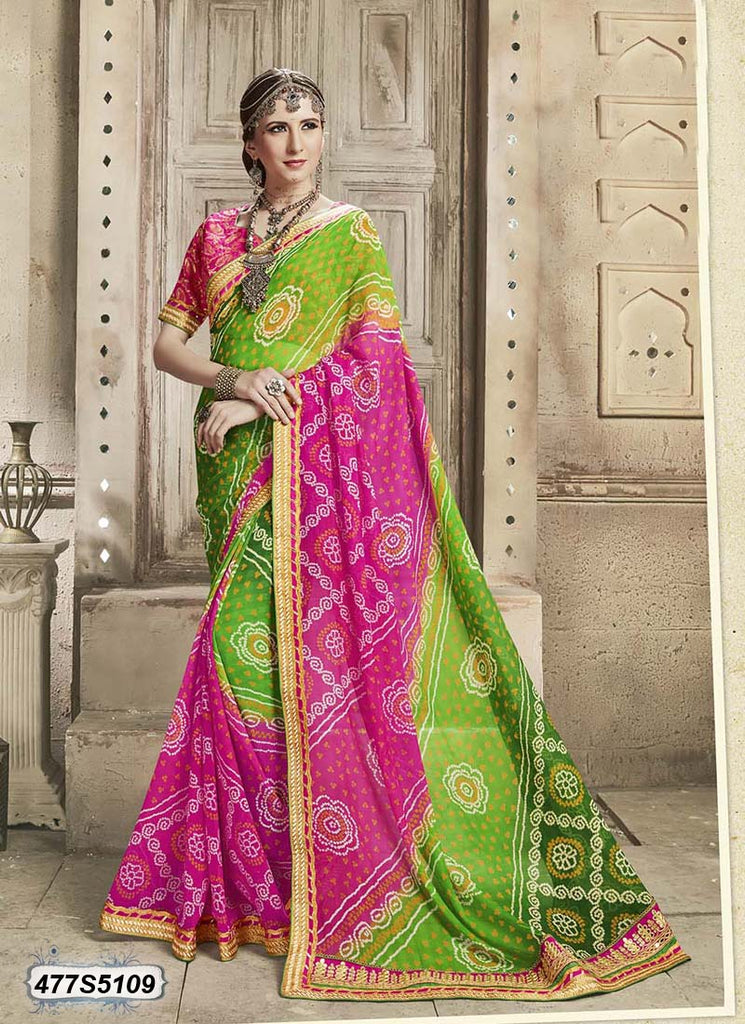 Green,Pink Georgette Sarees