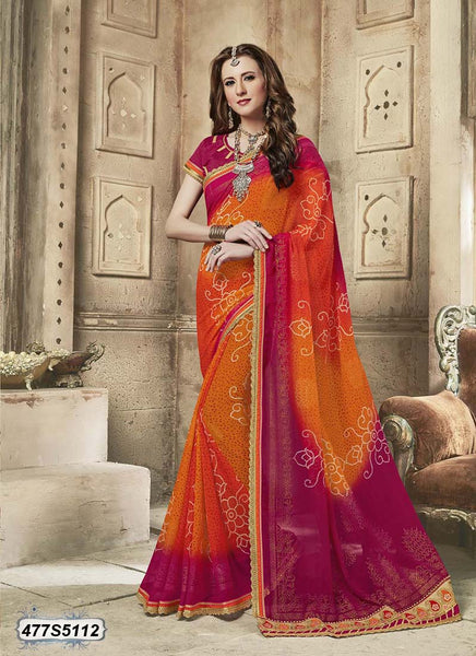 Orange ,Pink Georgette Sarees