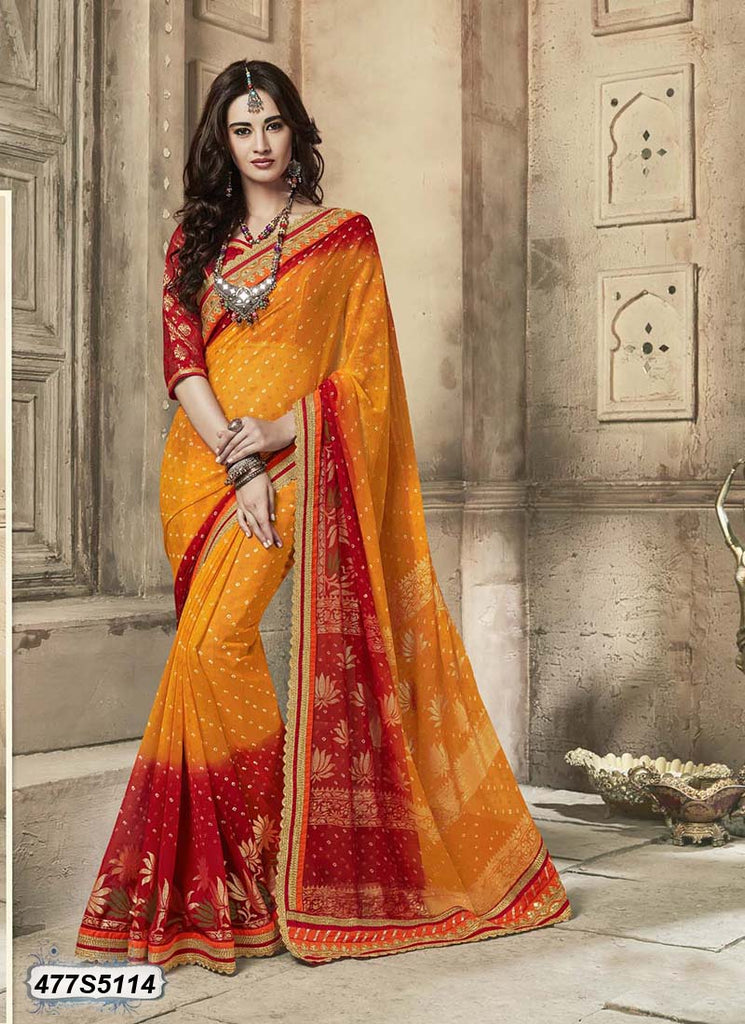 Red, Yellow Georgette Sarees