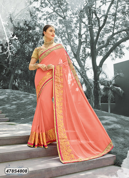 Peach Georgette Sarees