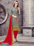 Grey,Red Pure Cotton Salwar