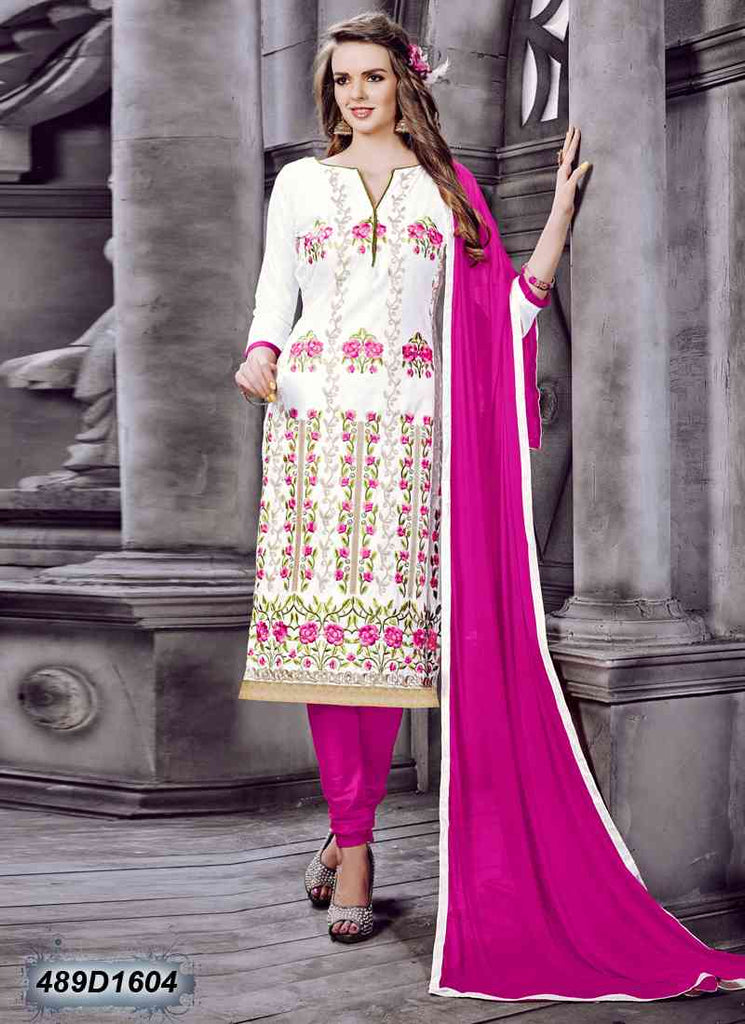 White,Pink Pure Cotton Salwar