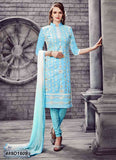 White,Blue Pure Cotton Salwar