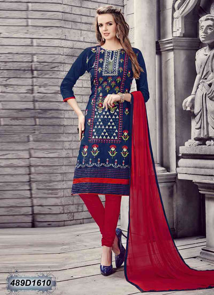 Blue,Red Pure Cotton Salwar