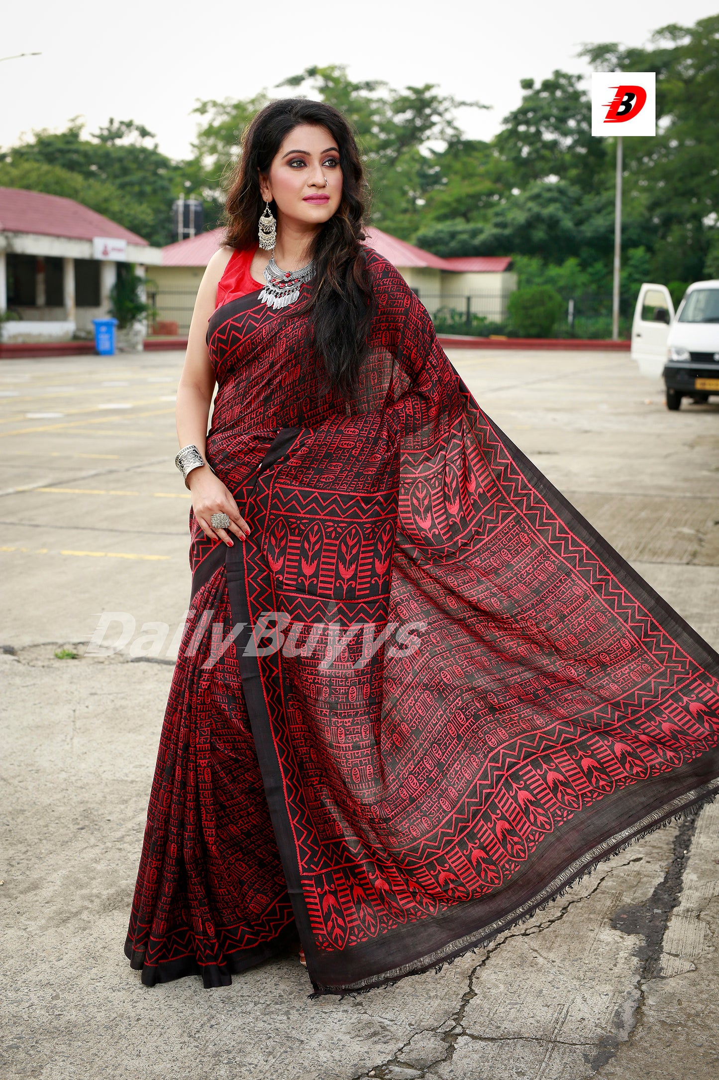 Maroon Black Block Printed Pure Silk Mark Certified Bishnupuri Silk Sarees