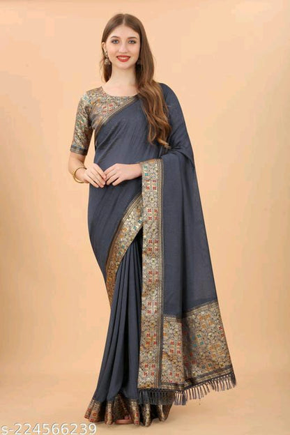 NEW ARRIVALS SUPERHIT DESIGNER TRENDING VICHITRA SILK SAREE SOFT SILK SAREE AND JACQUARD WORK.