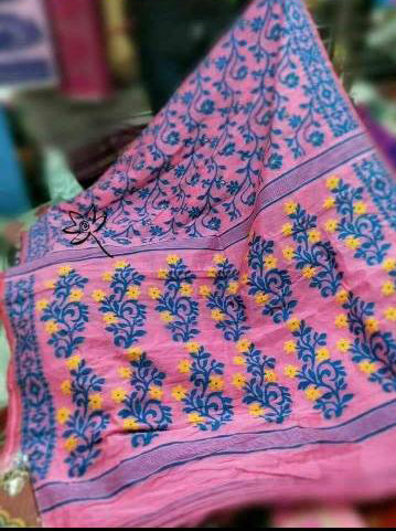 Pink Blue Dhakai Jamdani Sarees Get Extra 10% Discount on All Prepaid Transaction
