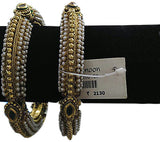 Golden black stone pearl Bracelet Get Extra 10% Discount on All Prepaid Transaction
