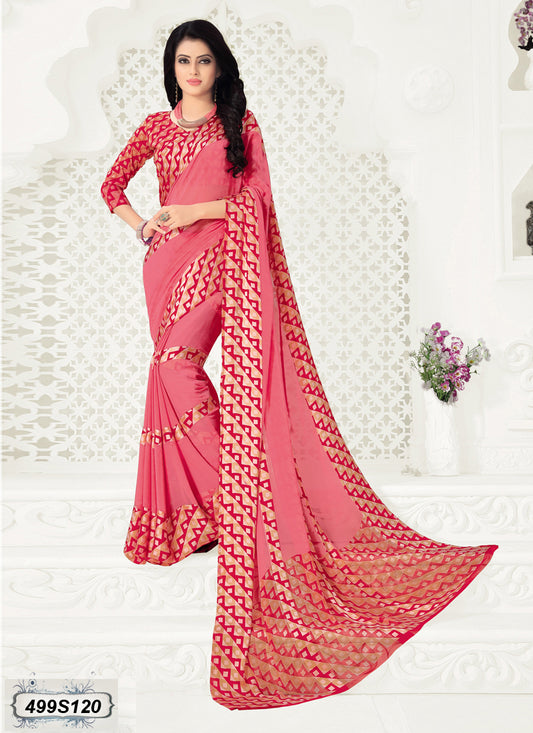 Peach,Beige Georgette Sarees