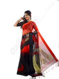 Red Black Tant Sarees