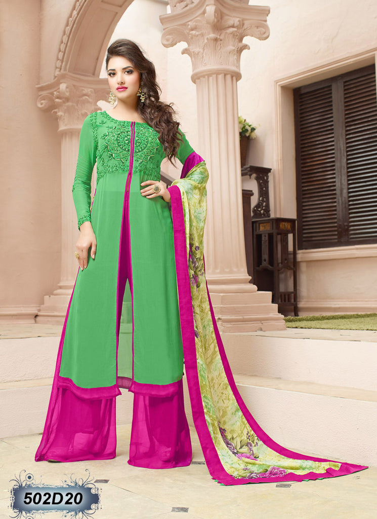 Green,Pink Georgette Salwar