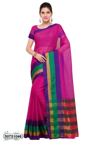 Pink,Multi Poly Silk Sarees