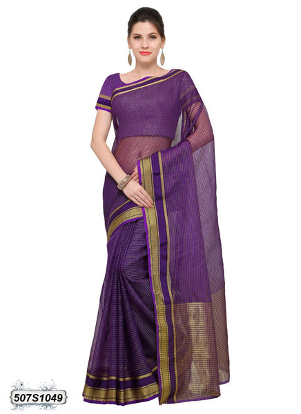 Violet,Golden Poly Silk Sarees