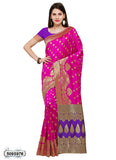 Pink,Violet Poly Silk Sarees