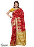 Red,Yellow Poly Silk Sarees