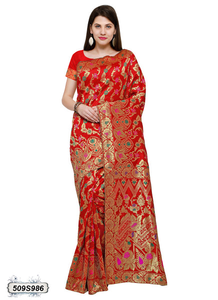 Red Poly Silk Sarees