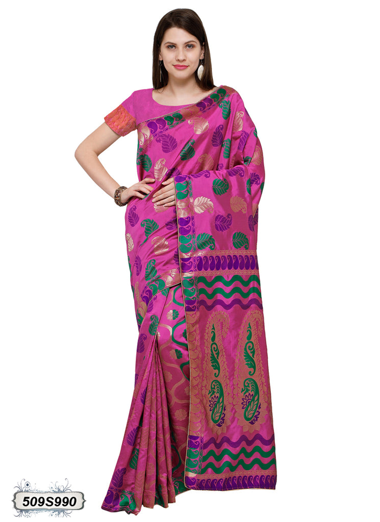 Pink Poly Silk Sarees