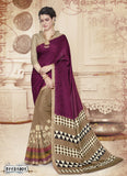 Purple,Beige Poly Pure Cotton Sarees