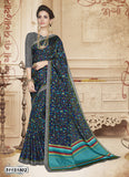 Blue,Navy Blue Poly Pure Cotton Sarees