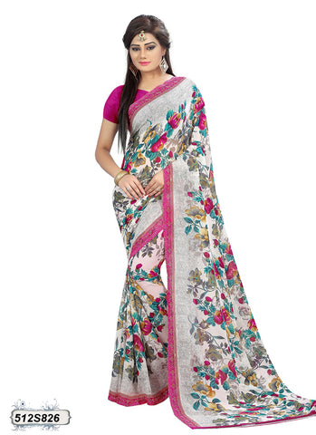 Off White,Multi Georgette Sarees