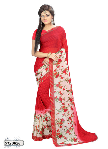 Red,Multi Georgette Sarees