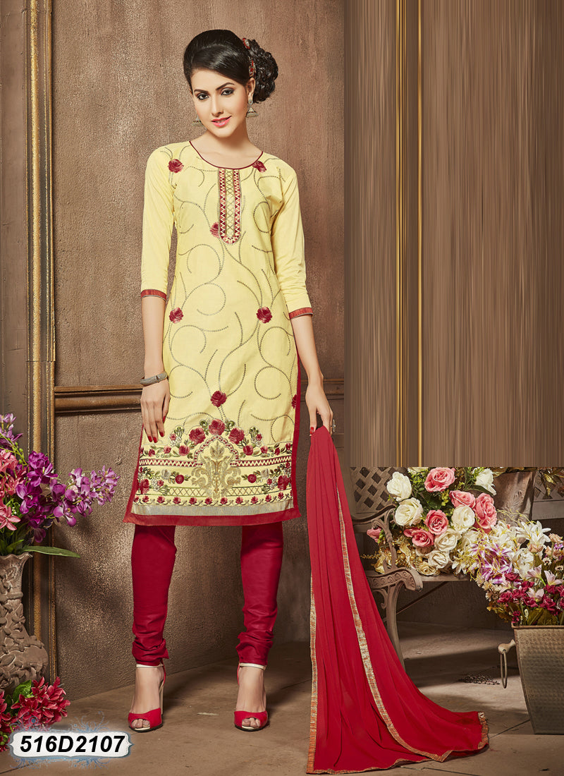 Yellow Red Pure Cotton Salwar