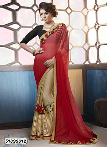 Pink Cream Georgette Sarees