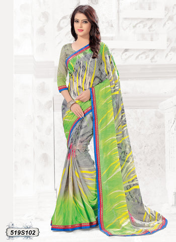 Grey,Green Georgette Sarees