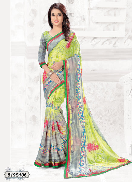 Grey,Green Georgette Sarees