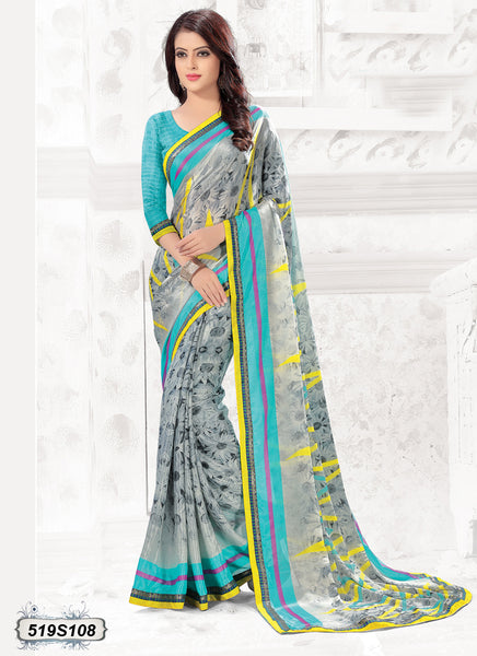 Grey,Multi Georgette Sarees