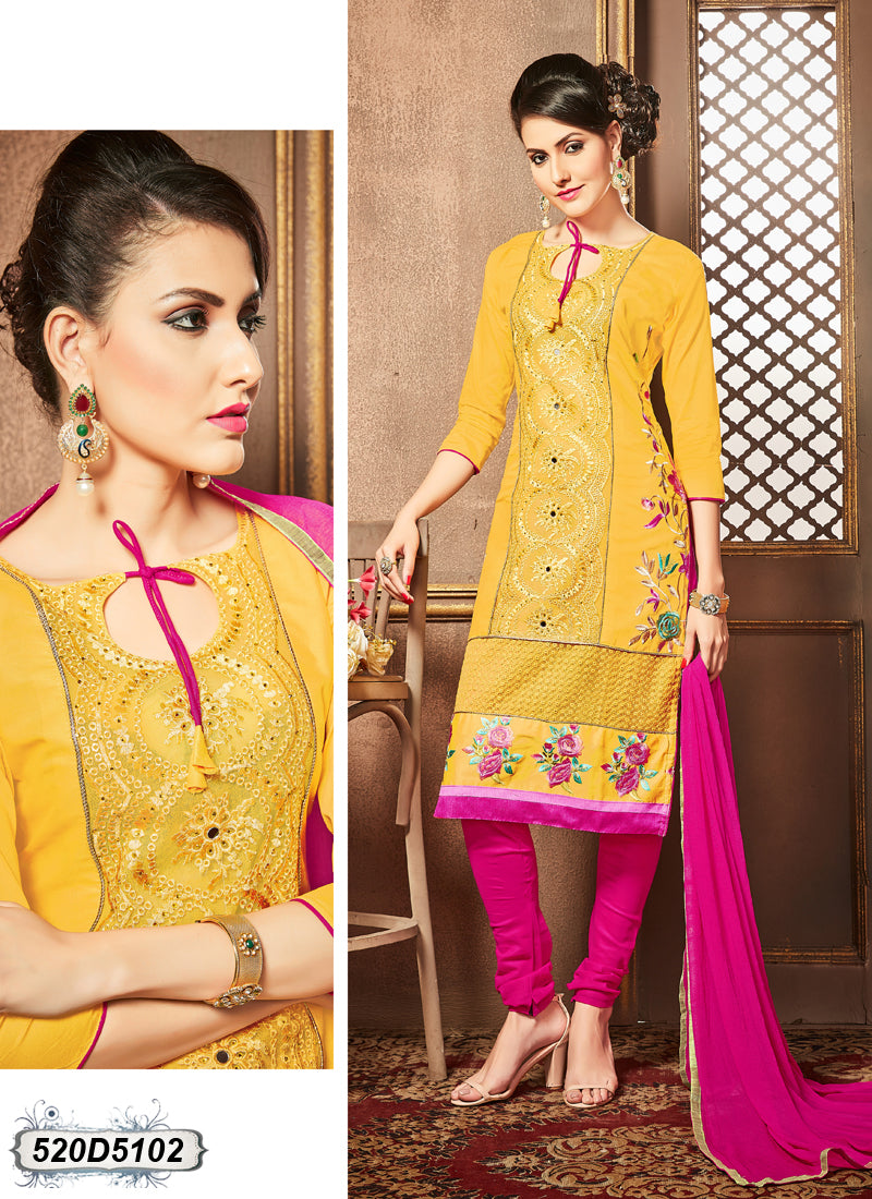 Yellow Pink Pure Cotton Salwar