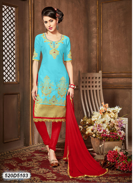 Blue Red Pure Cotton Salwar