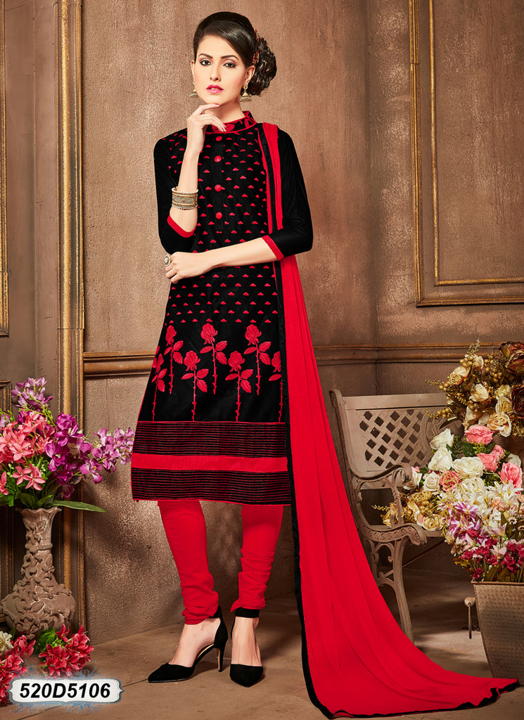 Black,Red Pure Cotton Salwar