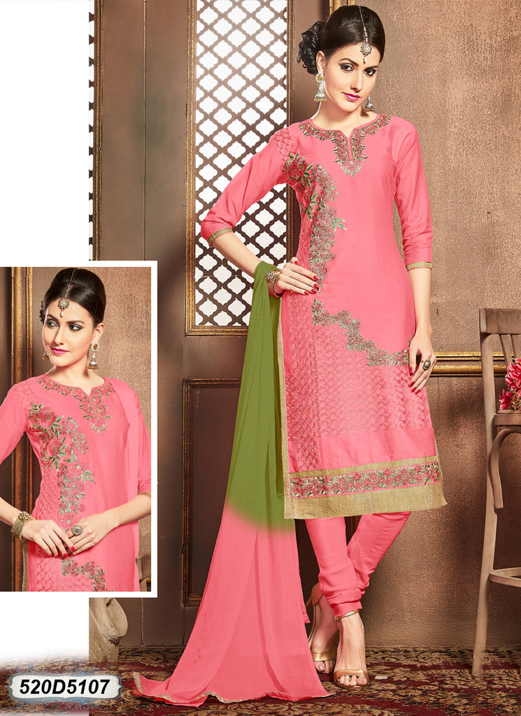 Peach,Green Pure Cotton Salwar