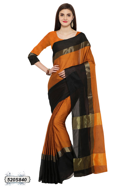 Yellow,Black Poly Silk Sarees