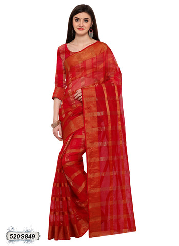 Red,Golden Poly Silk Sarees