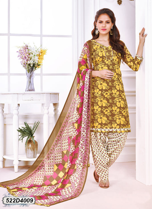 Yellow,Brown Pure Cotton Salwar