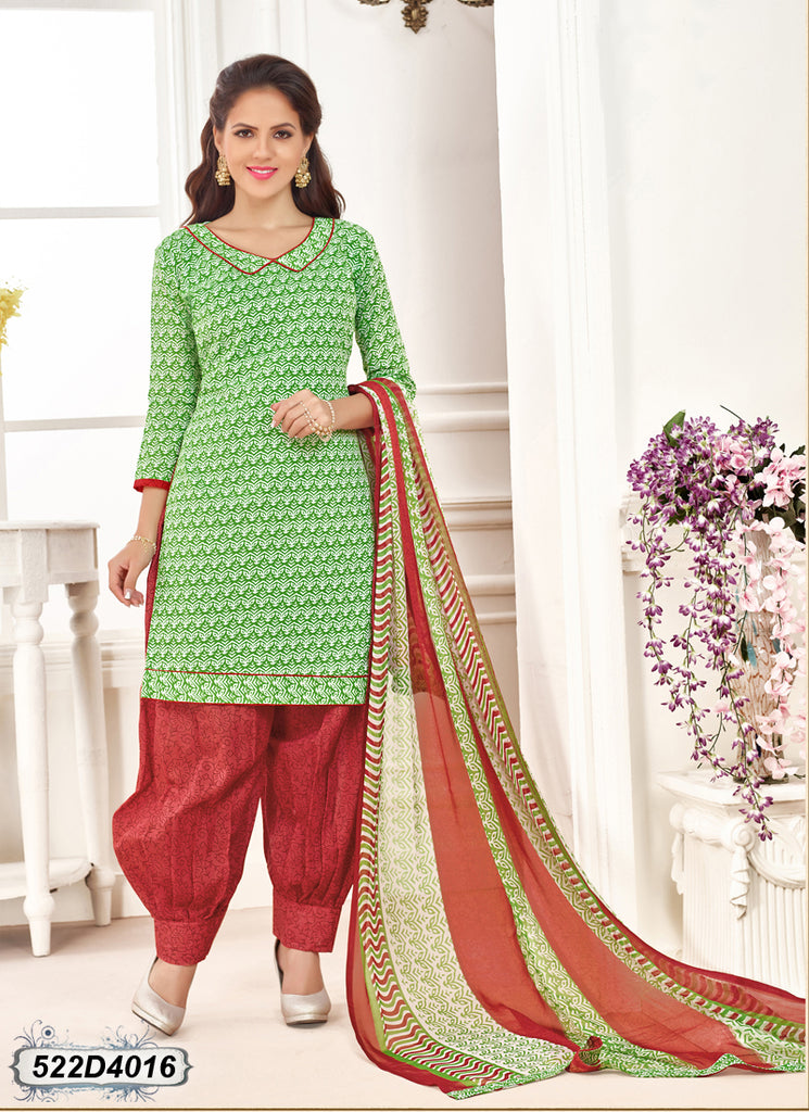 Green,Red Pure Cotton Salwar