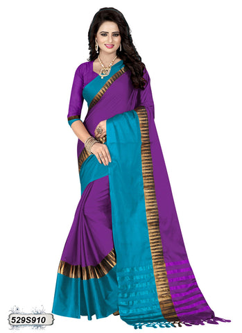 Purple,Blue Poly Silk Sarees