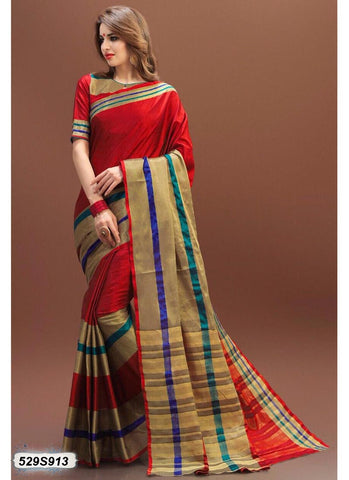 Red,Golden Poly Silk Sarees