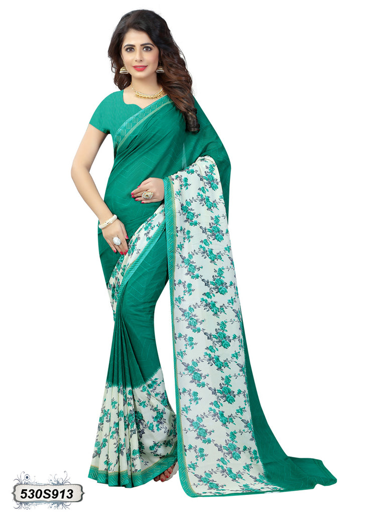 Green,Off White Georgette Sarees