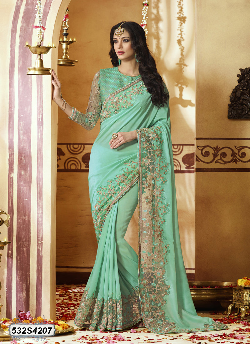 Blue Net Sarees - Dailybuyys