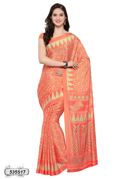 Orange,Beige Georgette Sarees