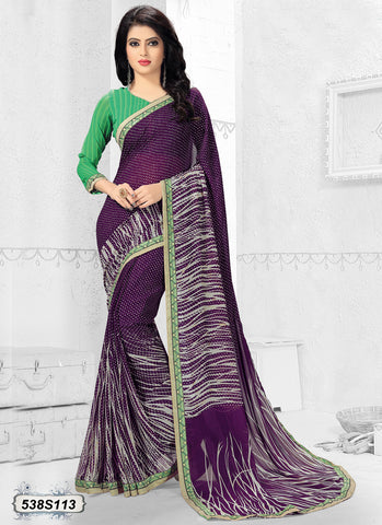 Purple,Green Georgette Sarees